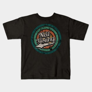 Neil Young // Retro Circle Crack Vintage Kids T-Shirt